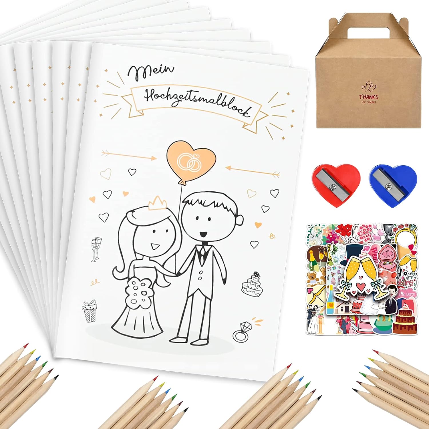 Set De Coloriage Enfant Personnalisé Avec Autocollant De Mariage