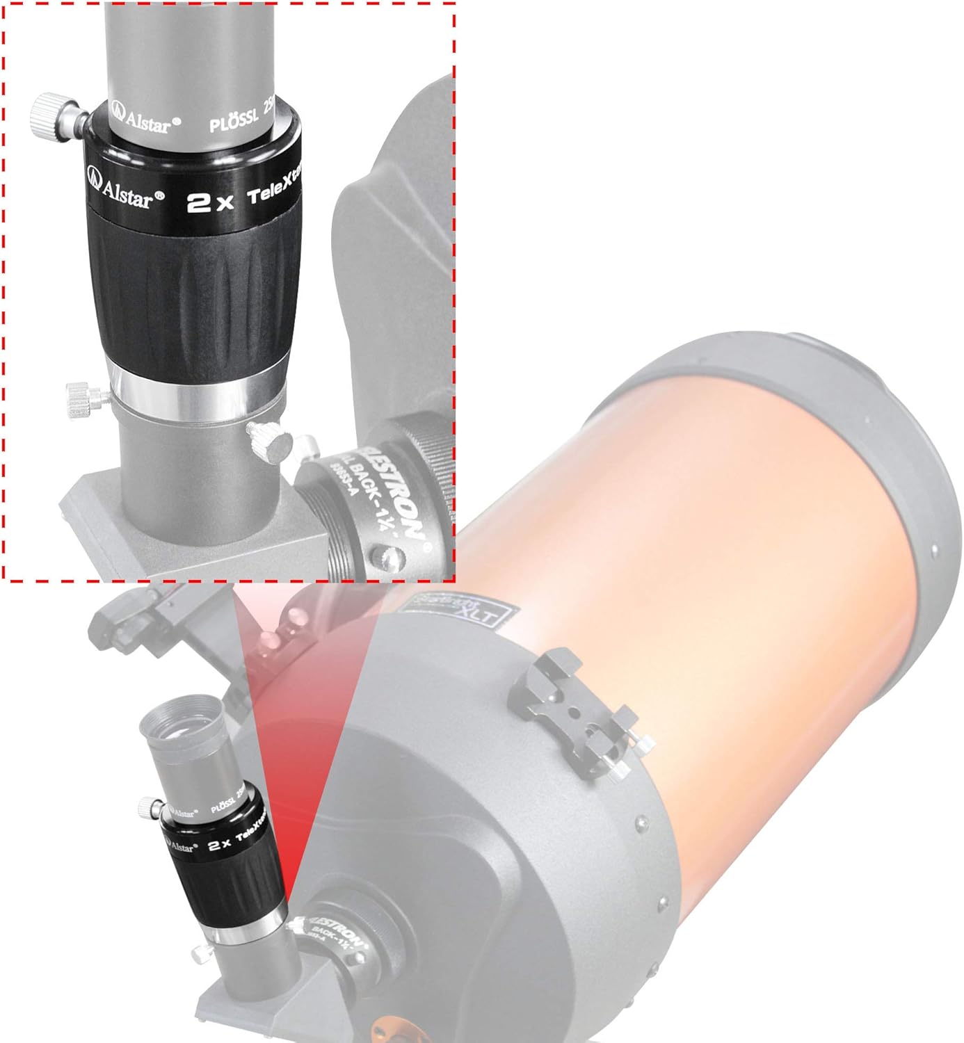 Alstar 2X TeleXtender Barlow Lens, 1.25 inch 3-Elements Multi-Coated Premium Apochromatic Telescope Accessory for Astronomy Planetary Observation