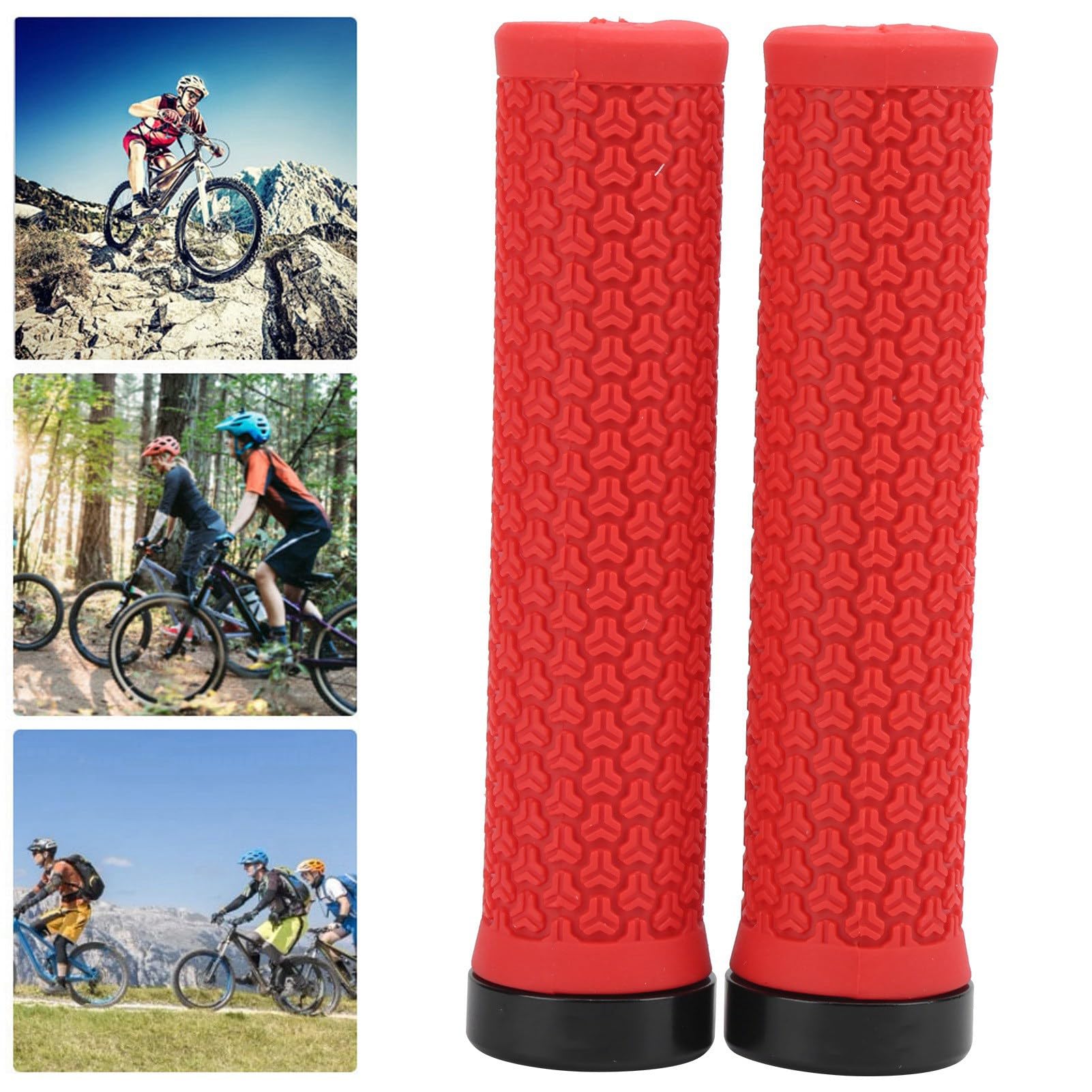 TRIWONDER Empuñaduras Para Manubrio De Bicicleta Con Cuernos, 2 Unidades Antideslizantes Para Manillar De Bicicleta De Montaña, MTB BMX, Empuñaduras De Extremo De Bicicleta De Carretera, Diseño
