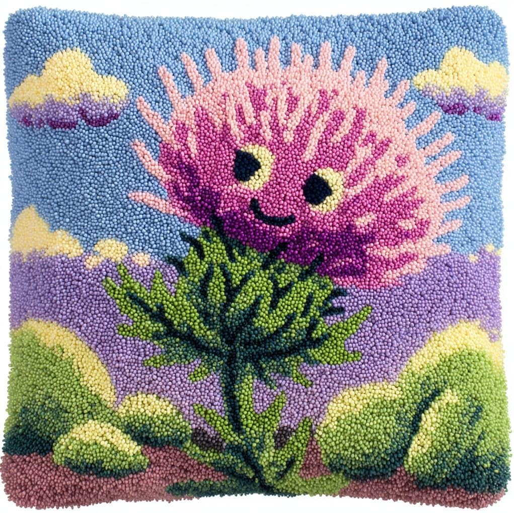 WallustrioaW Pre Printed Latch Hook Kits for Beginners,Beautiful Artichoke Flower