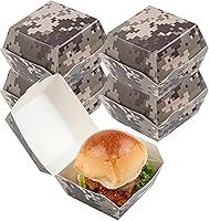 Vista 22 de Restaurantware Mini cajas de hamburguesas de 2.5 x 2.5 x 2 pulgadas, 100 recipientes de alimentos con tapa con bisagras, cajas desechables de papel