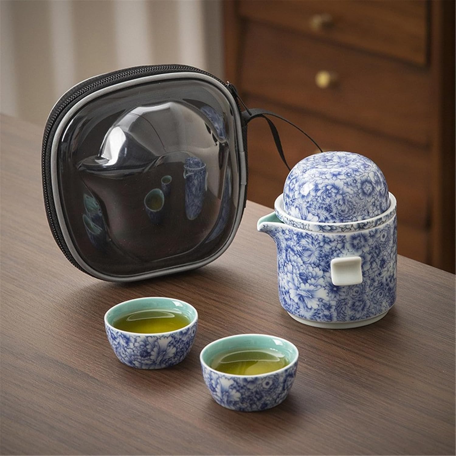 Glazed Ceramic Tea Set - Includes 1 Teapot and 4 Cups in Box-set2