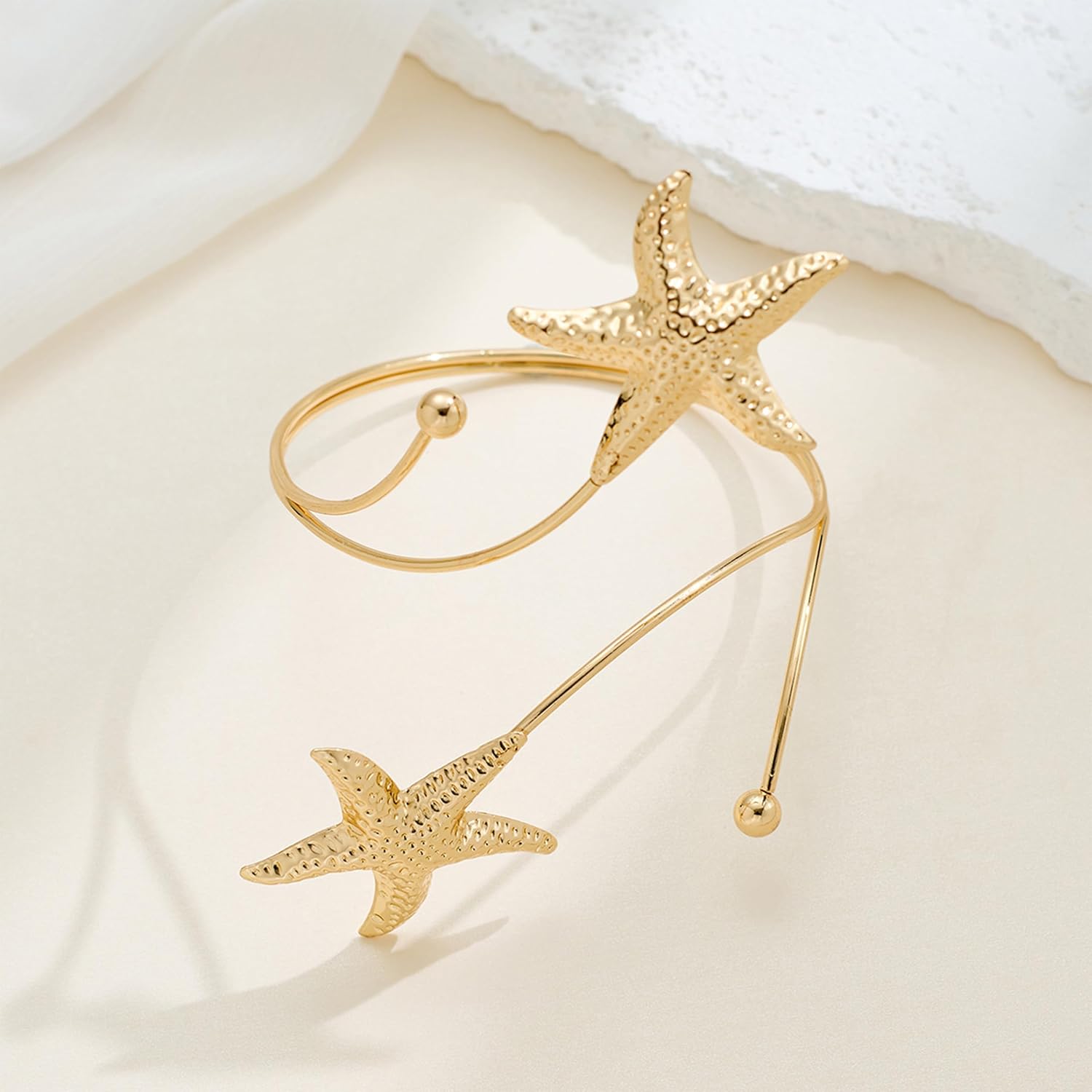 Frodete Arm Cuff Bracelet for Women Gold Upper Arm Jewelry Bangle Cuff Bracelets Starfish Shell Beach Jewelry Trendy Stuff Gifts - Image 7