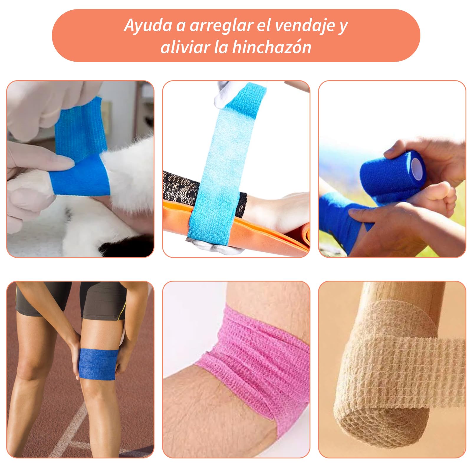 Bendaggio autoadesivo 5 cm x 4,5 m, 15 rotoli, bendaggio elastico coesivo per primo soccorso