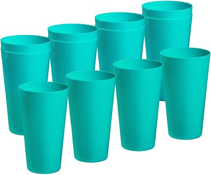 Plastic Tumblers Large Cups 35-ounce Unbreakable Drinking Glasses set of 12-Stackable & Reusable Drinkware for Beverages, Lightweight, BPA-free, Microwave Safe, Bule