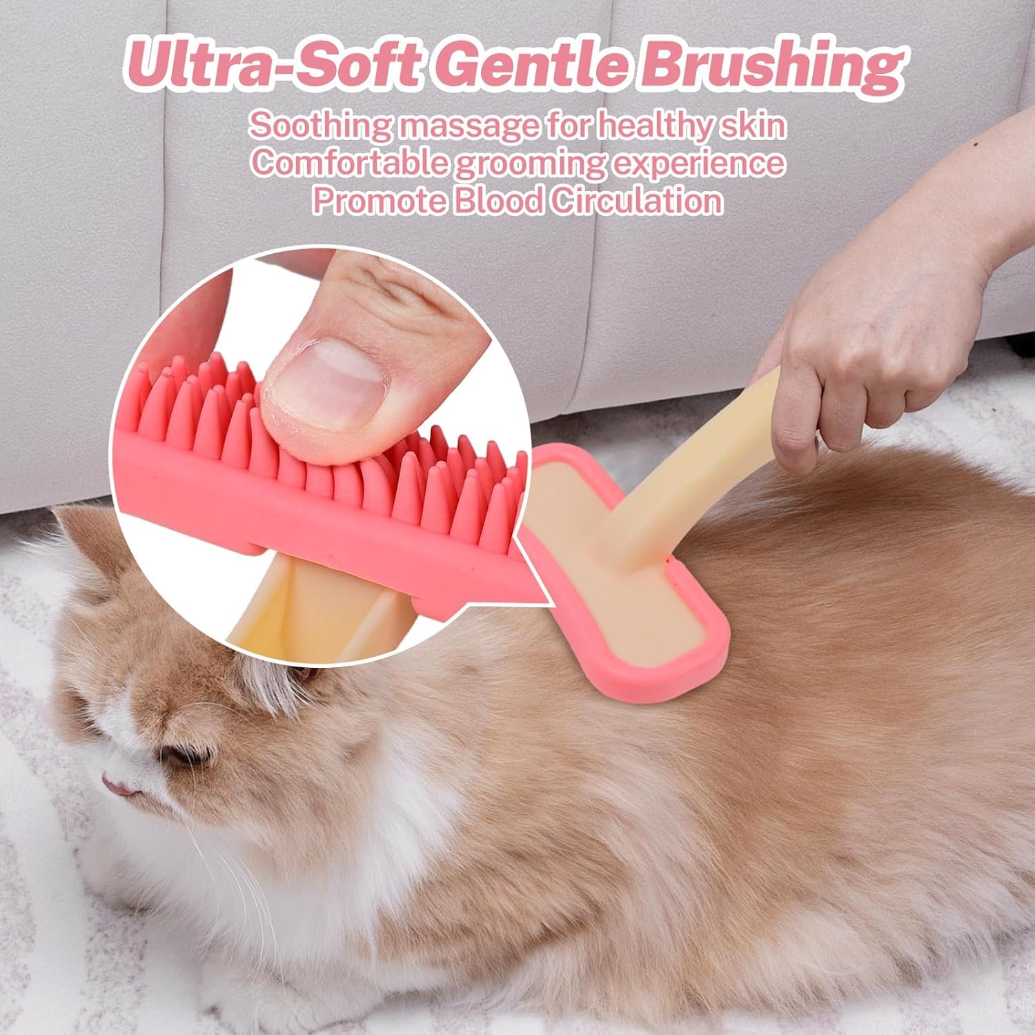 2-Pack Soft Silicone Massage Comb for Small Animals, Flexible&Skin-Friendly | Gently removes dead hair and stimulates skin. Perfect for daily grooming of rabbits, cats, guinea pigs, and small dogs.