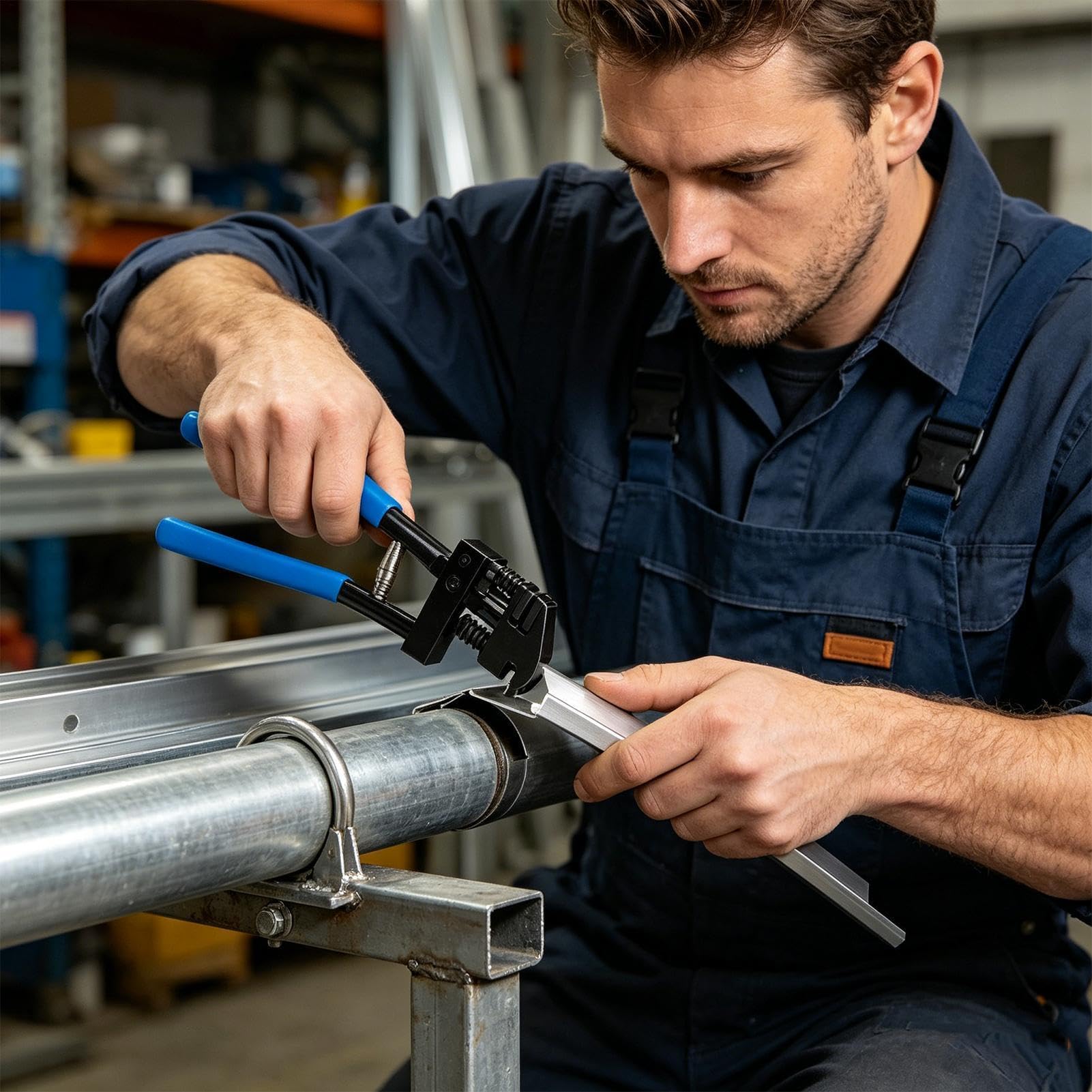 Herramienta de perforación de metal 2 en 1, herramienta para brida de resistente, estilo de diseño con mango ergonómico, perforación de precisión + estructura de mordaza