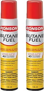 Ronson Butane Fuel 2.67oz/76g, Lighter Refill 135ml Cannister, 2 Pack
