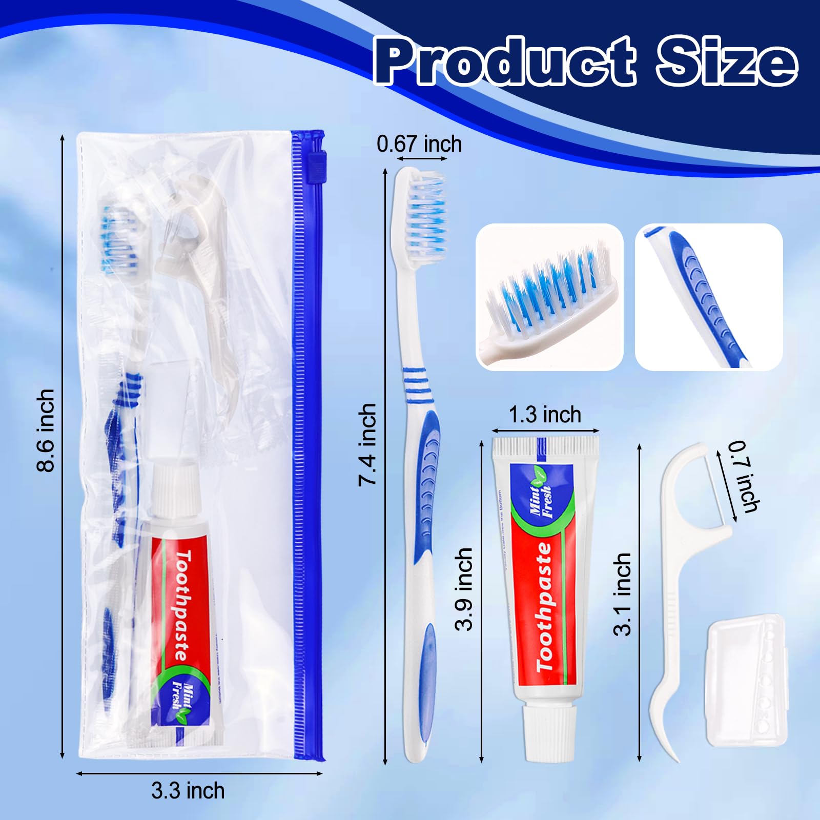 Set di 50 spazzolini usa e getta con dentifricio, kit da viaggio con sacchetto di plastica con cerniera, copertura per testina per spazzolino interdentale, 25 grammi, spazzolino da denti