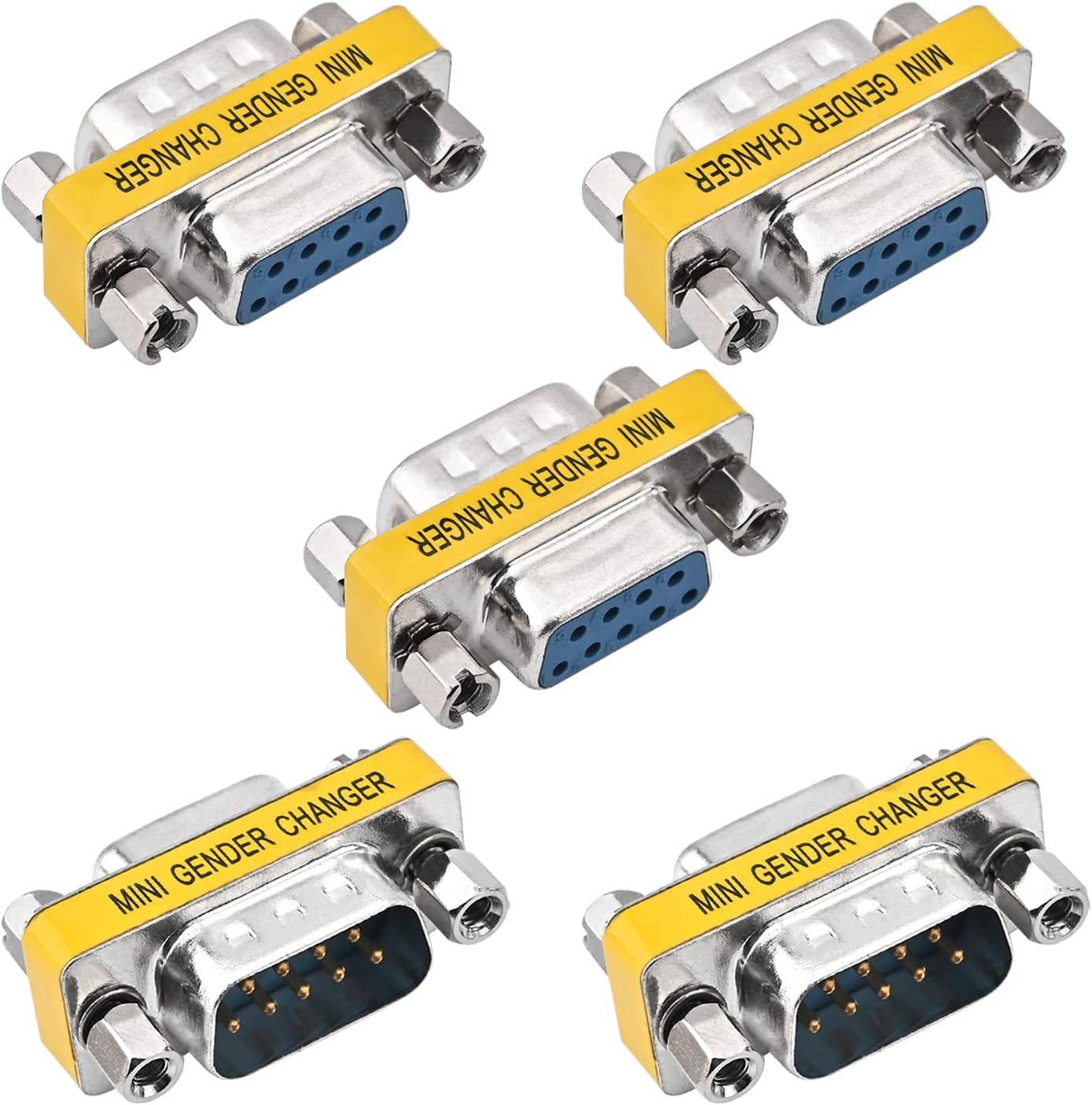 Heyiarbeit 9-pin 2-Row DB9 VGA Gender Changer Male to Female Mini Gender Changer Coupler Adapter Connector for Serial Applications Blue 20pcs