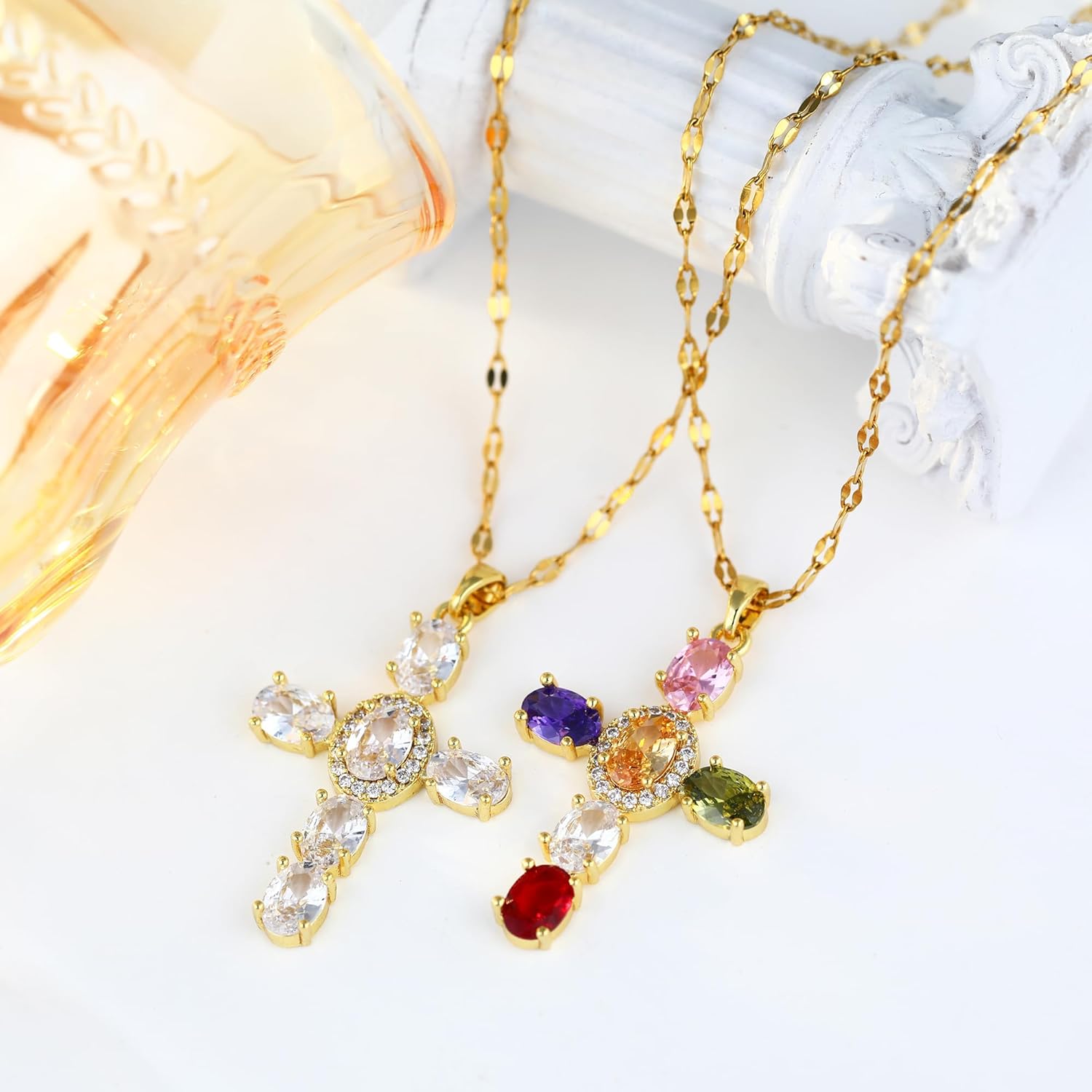 MISS RIGHT Cross Necklace, 18K Gold Silver Plated Cubic Zirconia Cross Necklace for Women | Cross Faith Pendant Necklaces Trendy Stainless Steel Minimalist Jewelry Gifts Gold Mens Cross Necklaces - Image 9