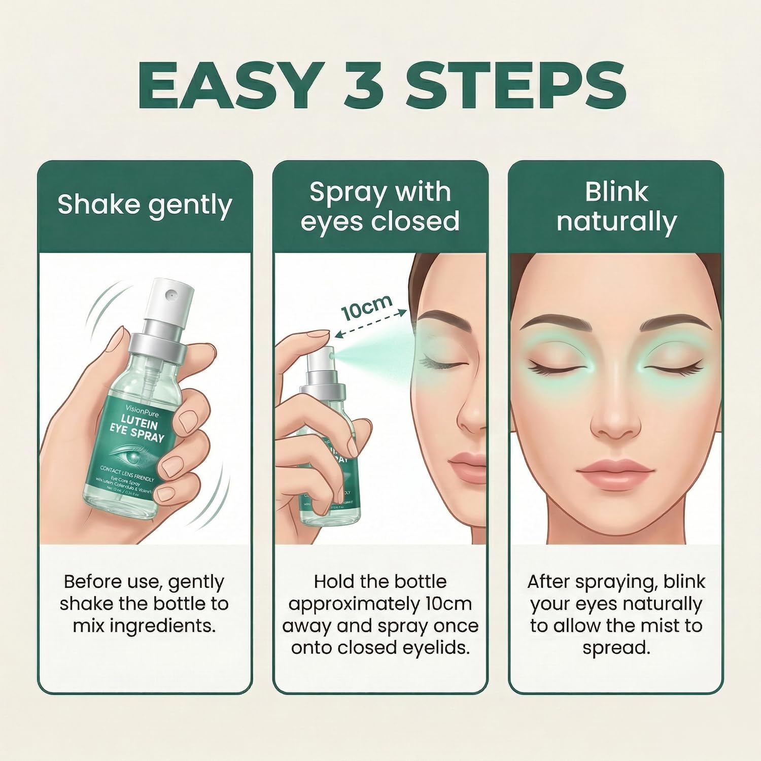VisionPure Lutein Eye Spray Gentle Eyelid Cleanser with Calendula and Vitamin E