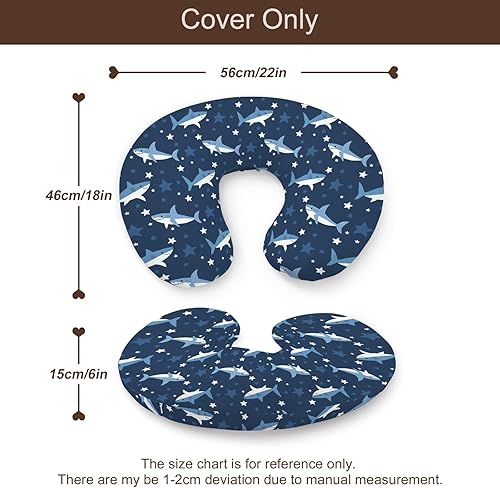 Miniatura 7 de Funda de almohada de lactancia con diseño de animales del océano, tiburones y estrellas, unisex, extraíble, para bebés, niñas, niños, recién