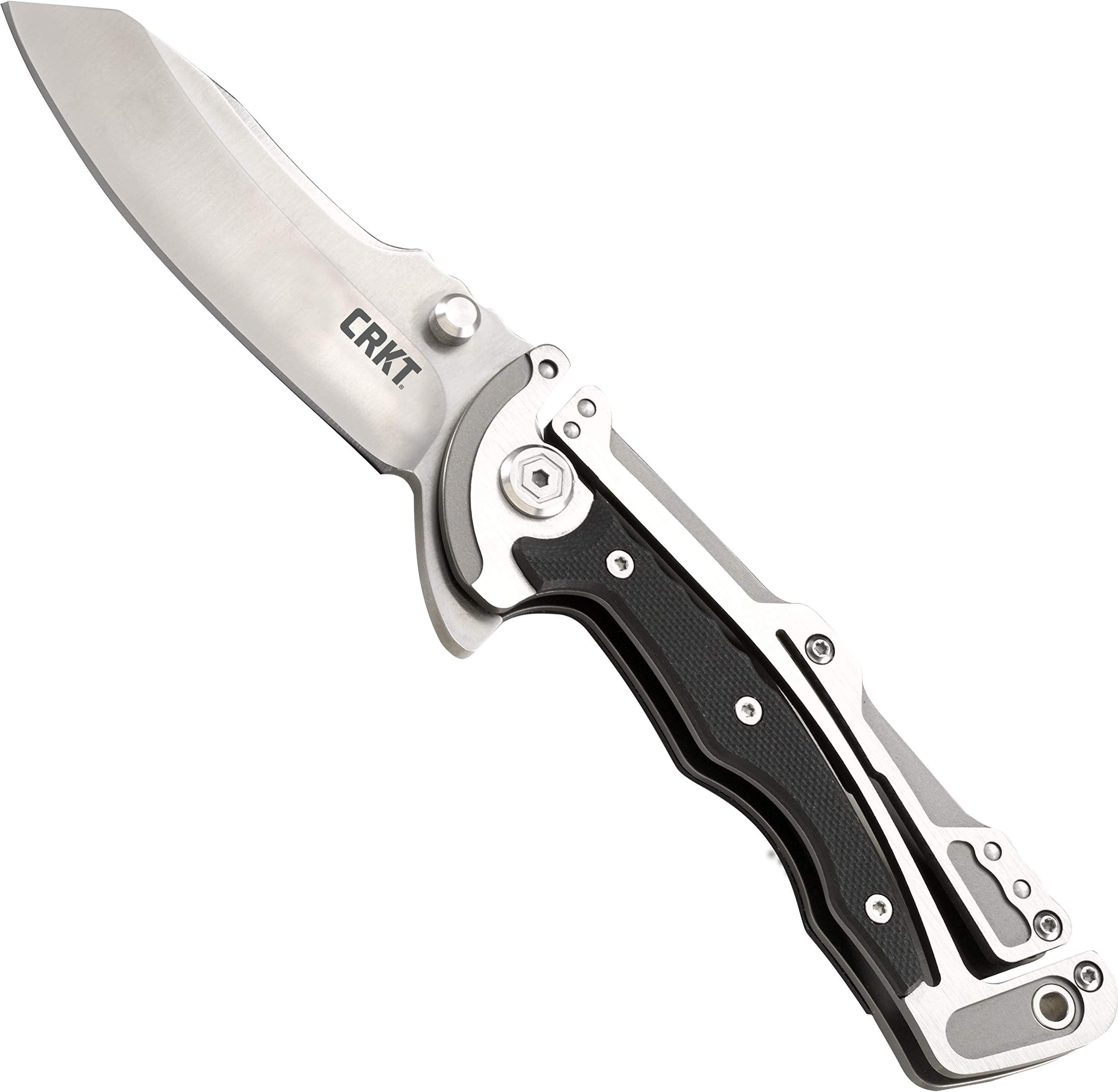 CRKT Graphite EDC Folding Pocket Knife: Everyday Carry, Satin Blade, Integrated Klecker Lock, Skeletonized Handle, Deep Carry Pocket Clip 5190