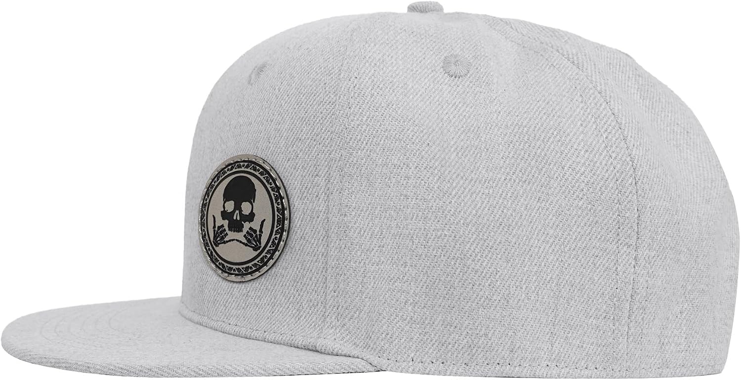 Flat Brim Hats for Men - Gothic Style Skull Hat Leather Pattern - Hip-Hop Snapback Hat Skeleton Hats for Men image 5