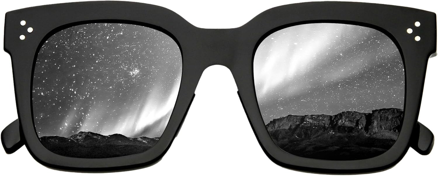 zeroUV Polarized Women Sunglasses, Square UV400 Protection Sun Glasses, Boho Large Vintage Lens, Trendy Bold Retro Classic