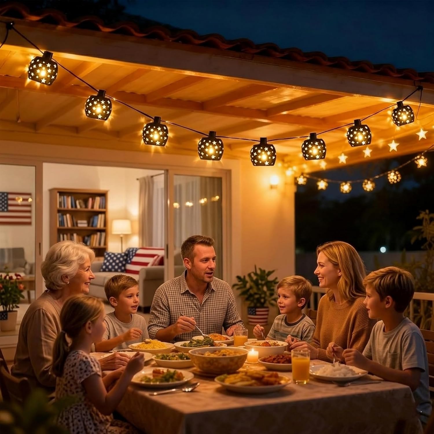 Vigdur Lantern String Lights, Star String Lights Plug in with 10 Clear G40 Bulbs and Star Plastic Lamp Shades, Connectable Moroccan Decoration Light for Home Holiday Party Decorations(9.84FT)
