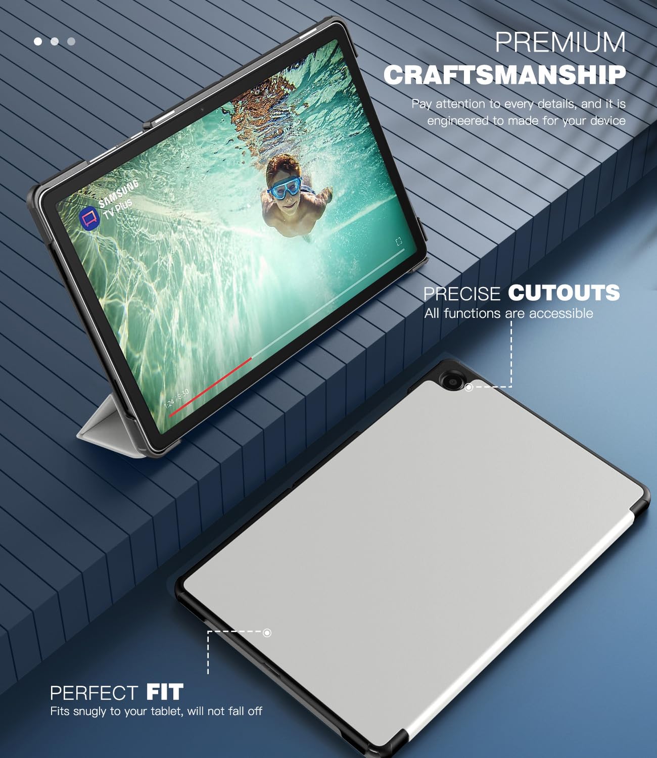 TiMOVO Cover per Samsung Galaxy Tab A11+ Plus/A9+ Plus 11 Pollici (2025/2023), Custodia Protettiva Leggera e Sottile con Cover Rigida, Auto Sveglia/Sonno, Grigio Albicocca