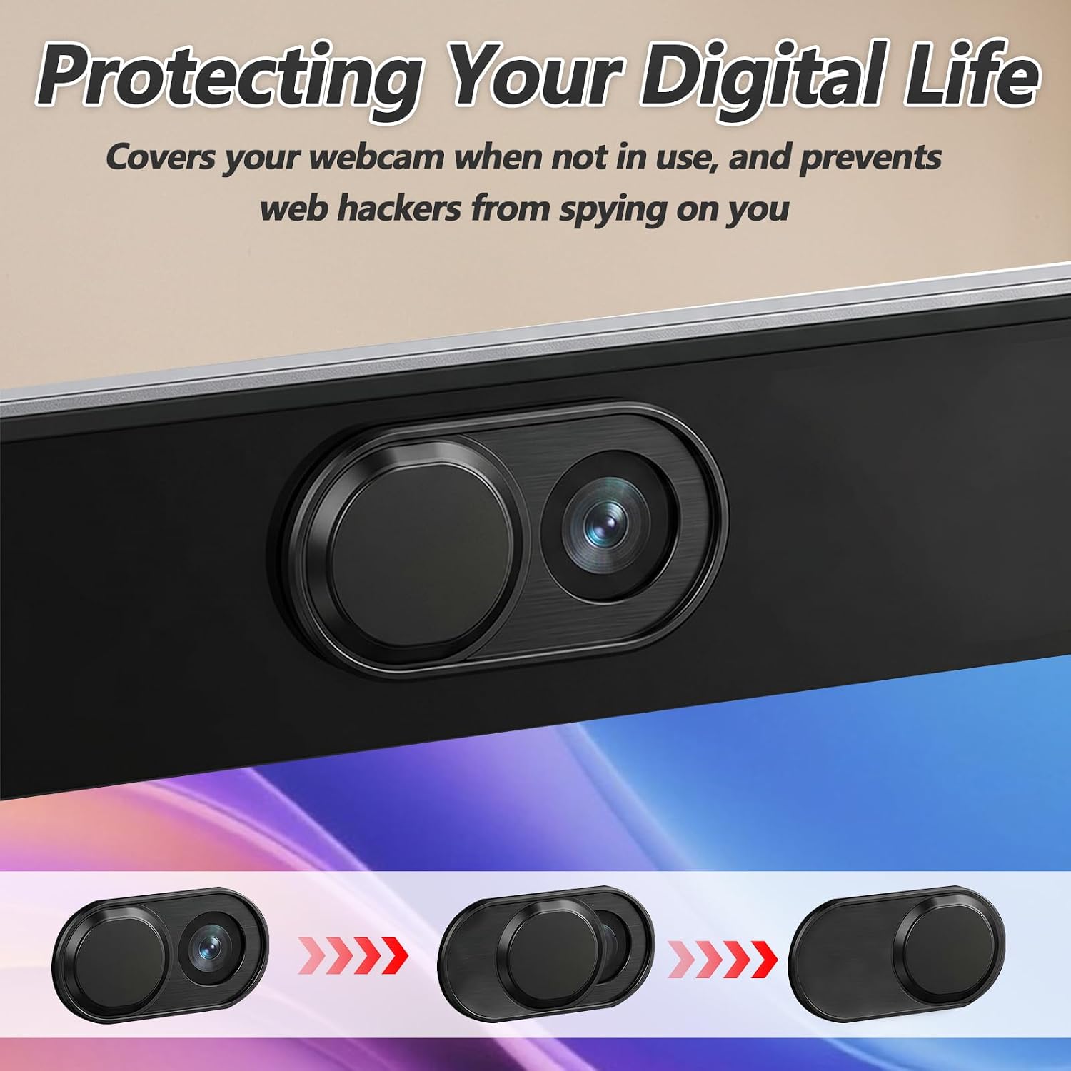 Ymapinc 2-Pack Computer Camera Cover Slide, | 0.08 Inch Thin Laptop Slide Cover, Webcam Privacy Safe for Computer Mobile Phones, Black
