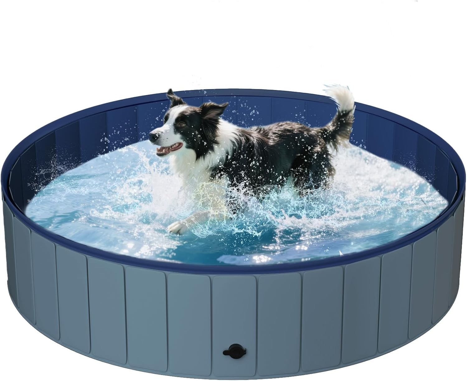Duży basen dla psa Składana twarda plastikowa wanna Antypoślizgowa podstawa Przenośna skrzynia konikowa Pit Outdoor Backyard Duck Pond Grey
