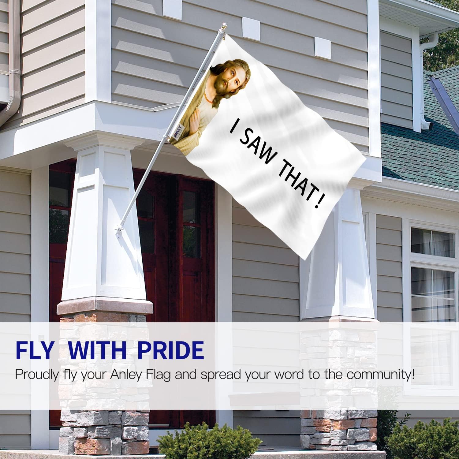 Anley Fly Breeze 3x5 Foot I Saw That Jesus Christ Flag - Canvas Header and Double Stitched - Novelty College Funny Dorm Flags Polyester with Brass Grommets 3 X 5 Ft - Image 2