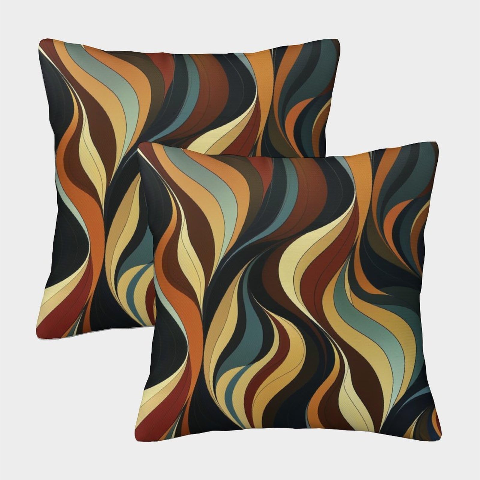 kaiyun 2 Pack Color Waves, Abstract 3D Image Printed Single-sided Cushion Cover 40x40cm