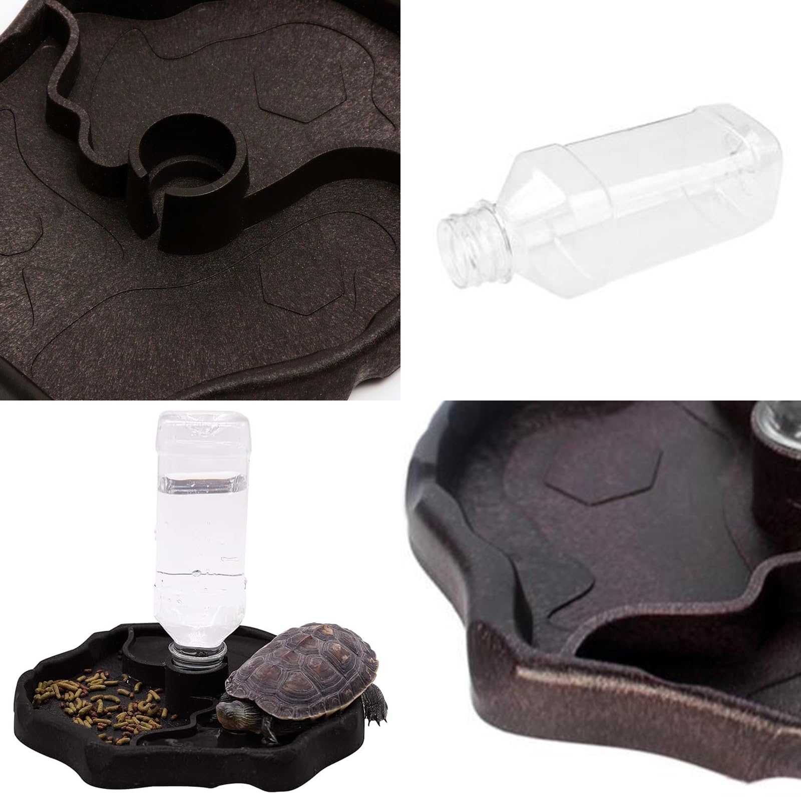 Distributeur d'eau pour Reptile, Mangeoire Gamelle Tortue Terrestre, Abreuvoir Tortue Terrestre 2 en 1, Distributeur d'eau Portable avec Plat en Plastique Abreuvoir pourReptile Tortues Gecko
