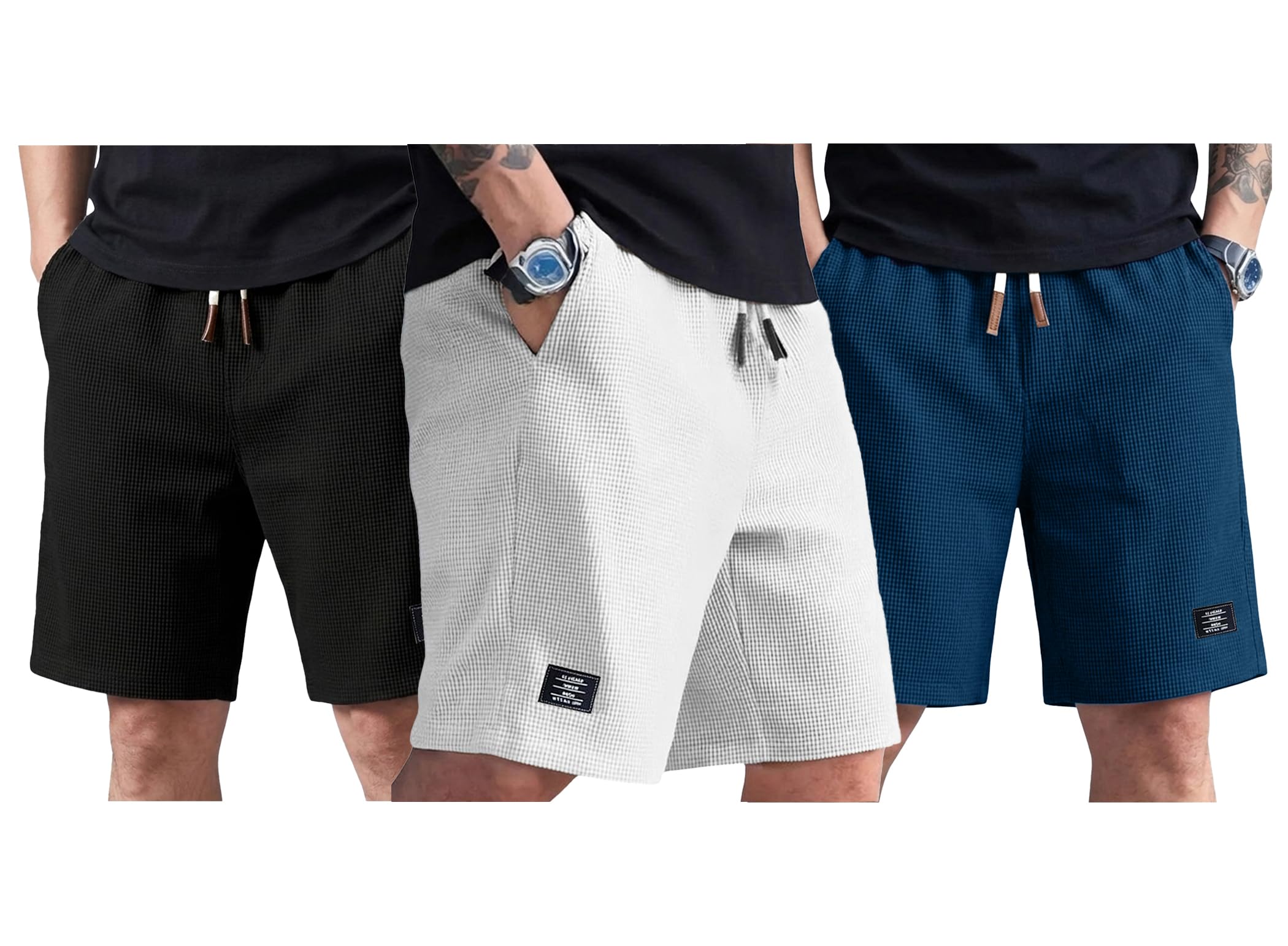 AUSK Men's Casual Cargo Half Pant || Breathable Waffle Fabric with Drawstring Waist & Cargo Pockets || Summer Shorts for Men-image-4
