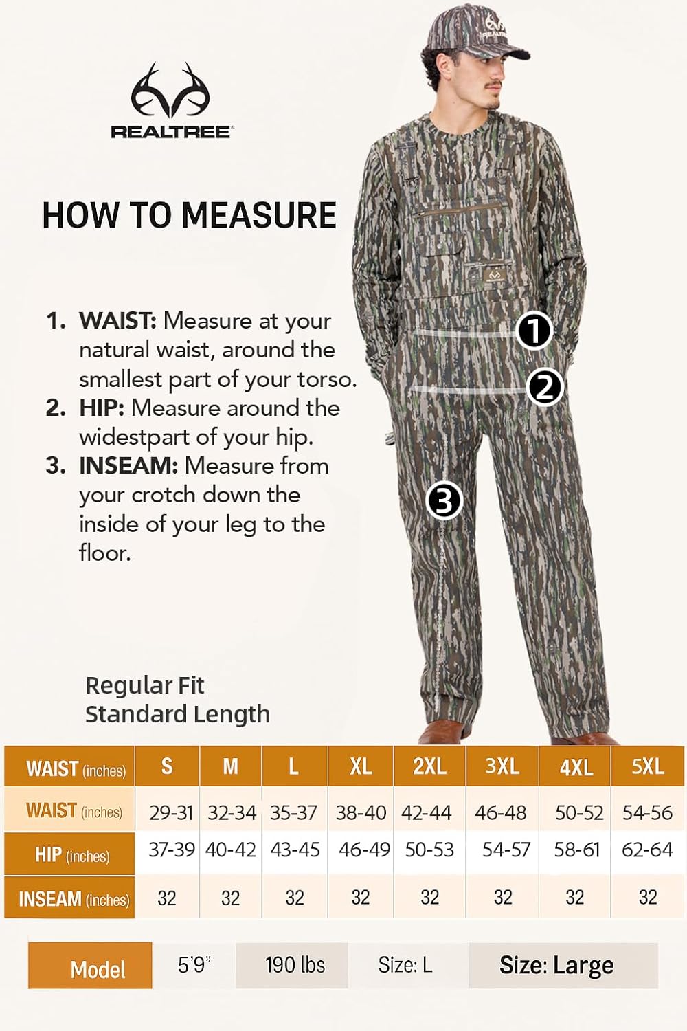 Realtree Men's Camo Hunting Cotton Bib Overalls, All-season Uninsulated Camouflage Bib Overalls for Outdoor Activities