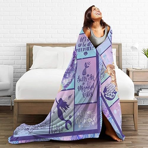Miniatura 7 de Manta de sirena de felpa de sirena, súper suave, acogedora y cálida, manta de sirena de vellón, regalos para niños, niñas y mujeres, cama de 40 x 50