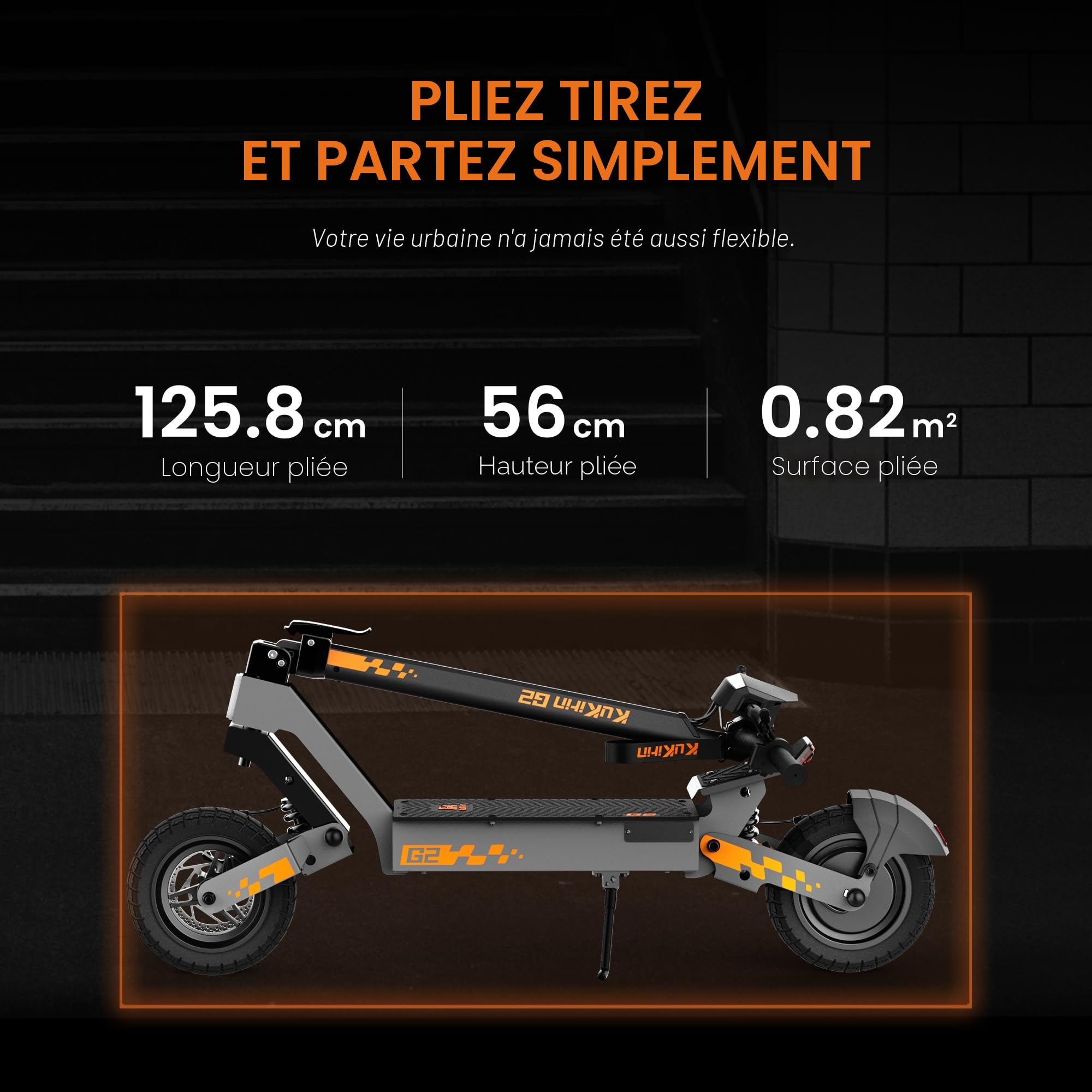 KUKIRIN G2 Trottinette Électrique Adulte, Batterie 48V 15,6Ah, Jusqu’à 55 km, Pneus Tubeless 10 Pouces, Double Suspension, Double Frein à Disque, Écran Couleur Tactile, Pliable