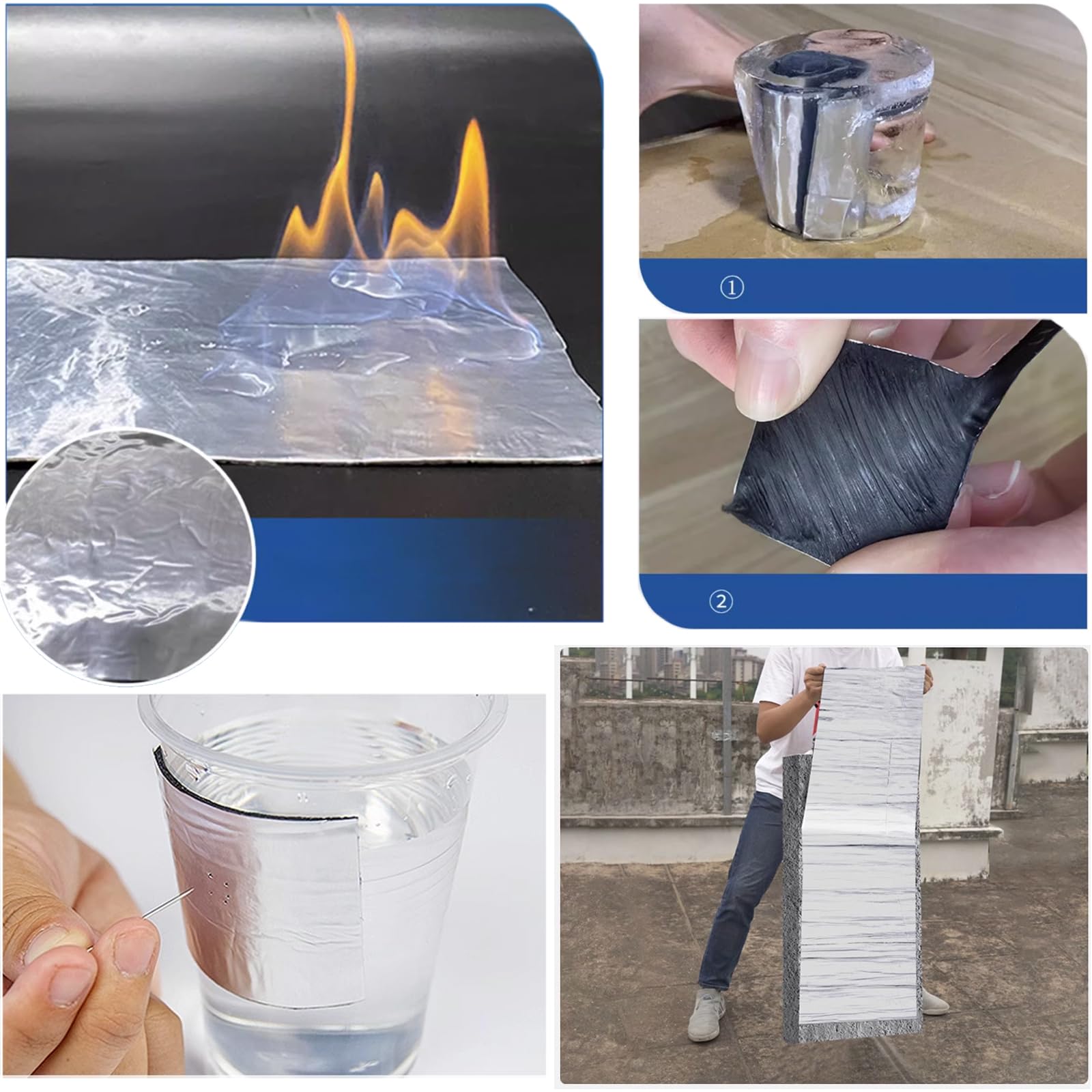 Cinta Selladora Bituminosa,para Reparación de Techos y Tejados,Cinta Autoadhesiva Impermeable de Aluminio,para Fugas de Agua,Reparación de Grietas,Ruptura de Tuberías,Personalizable (0.2x10m)