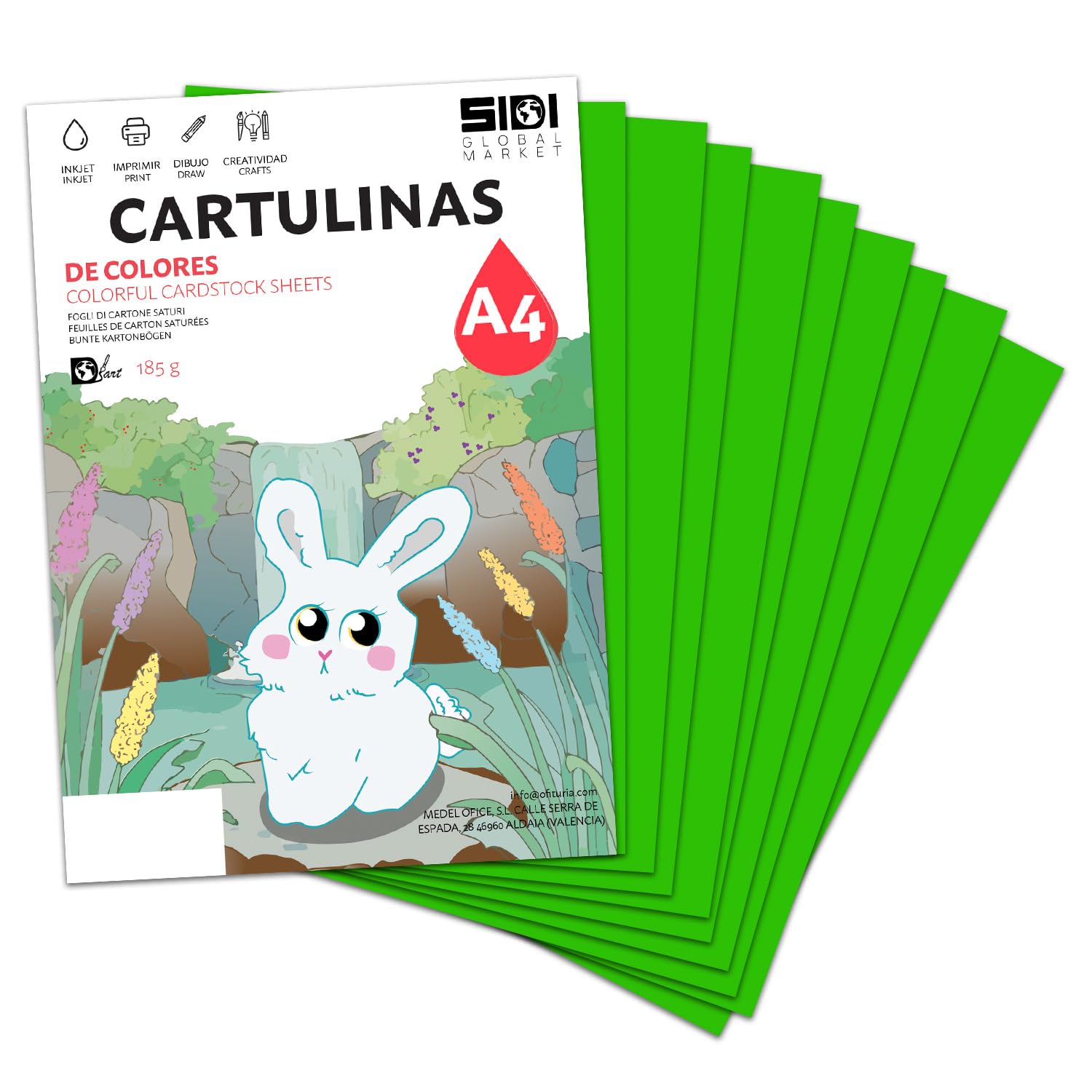 SIDI Cartoncino A4 Verde 185g - Creativo