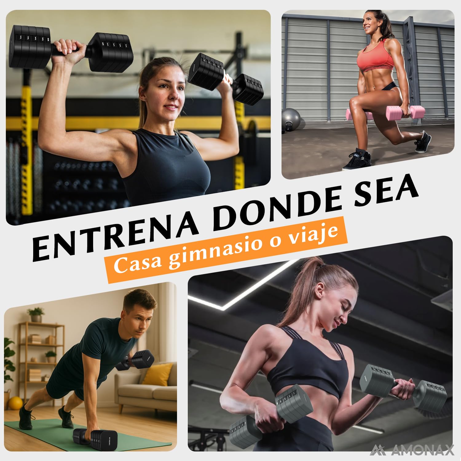 Amonax Pesas y Mancuernas, 1-5kg Pesas Ajustables, Juego de Mancuernas 4 en 1 para Hombre y Mujer, Kit Mancuerna Dumbbell Set para Ejercicio en casa y Entrenamiento de Fuerza