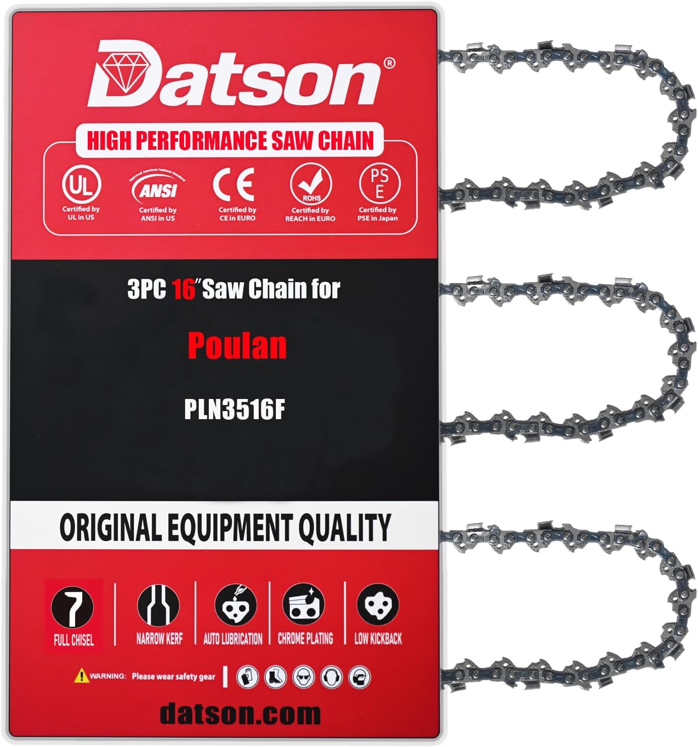 16 Inch Chainsaw Chain Replacement for Poulan PLN3516F,Mastercraft 54-5706, 54-5712 pre Apr 99,Olympyk 240, 241, 244(3 Chains)