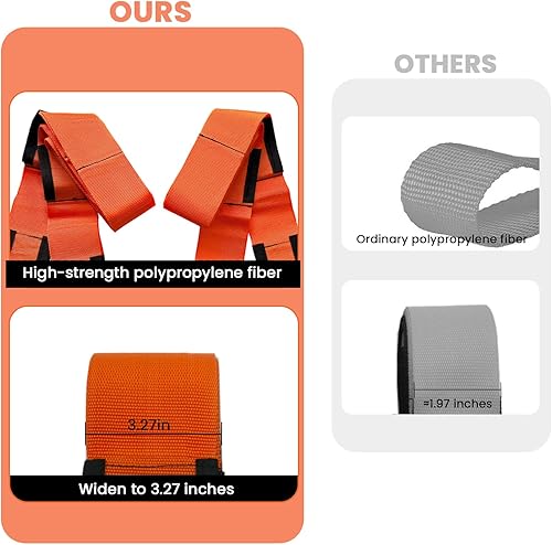 Miniatura 7 de Correas de elevación y movimiento para 2 personas, elevar y transportar muebles, electrodomésticos, colchones, correa de cuerpo móvil profesional