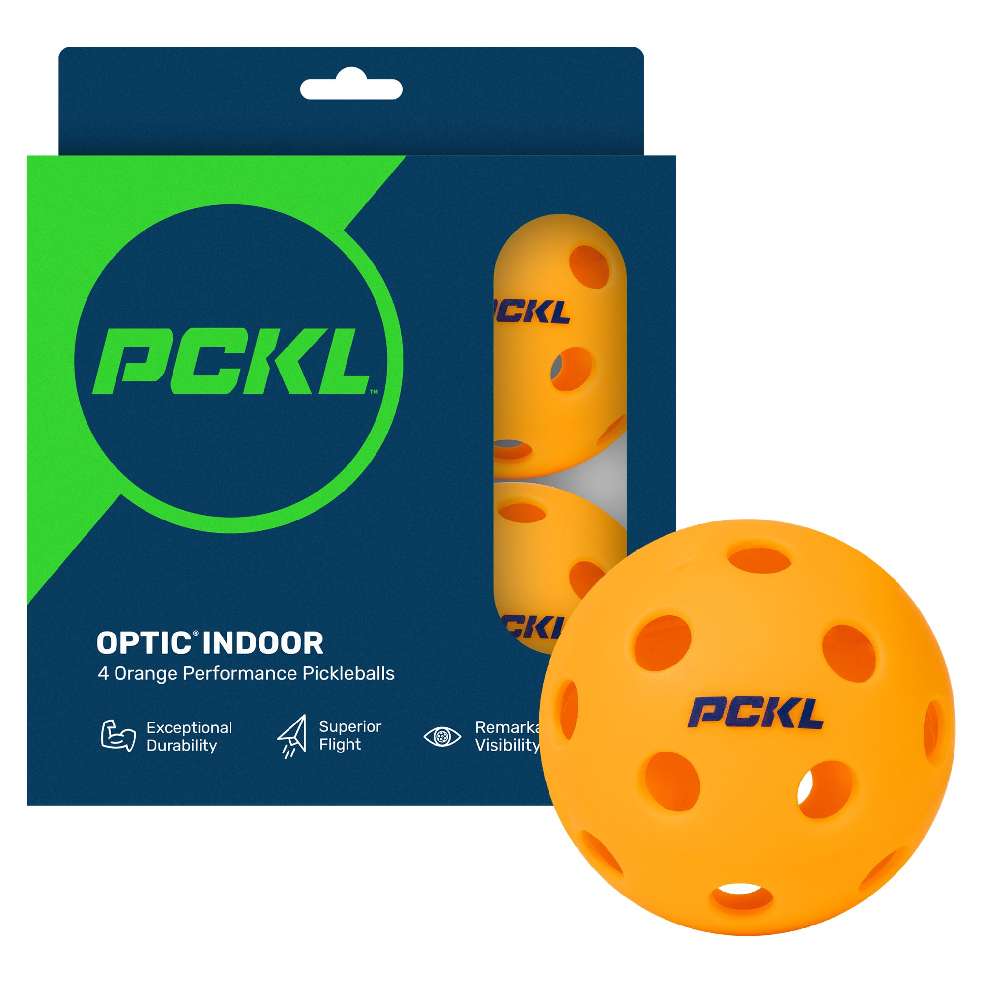 Optic Speed Pickleball Balls | Choose Indoor or Outdoor Pickleballs | USAPA Tournament Aproved | 4 Pack Crack-Resistant