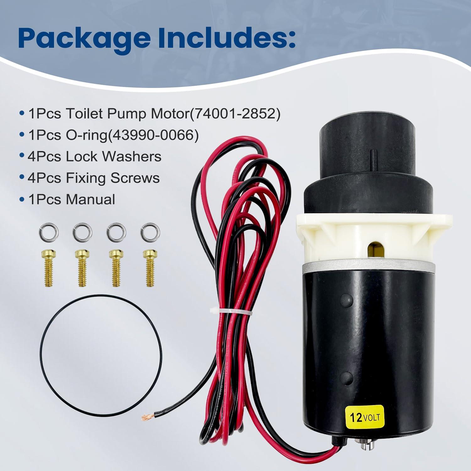 Marine Designer Series & Quiet Flush Marine Toilet Pump Kit, Waste