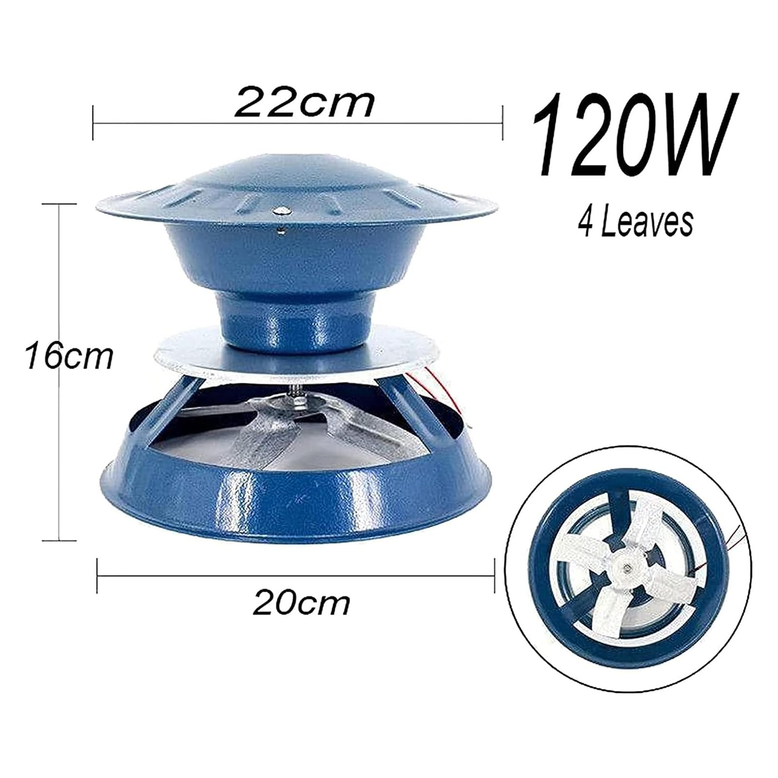 Wentylator kominowy, wyciąg kominowy, wentylator ssący 120 W, cewka kominowa, wentylator wyciągowy kominowy, nasadka kominowa, A