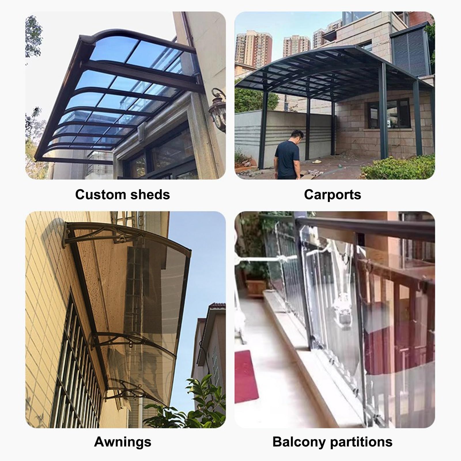Paneles de invernadero de policarbonato transparente de 2 mm de corte fácil, ideales para patios y divisores, 100 x 400 cm y resistentes a la intemperie, perfectos para proyectos al aire libre