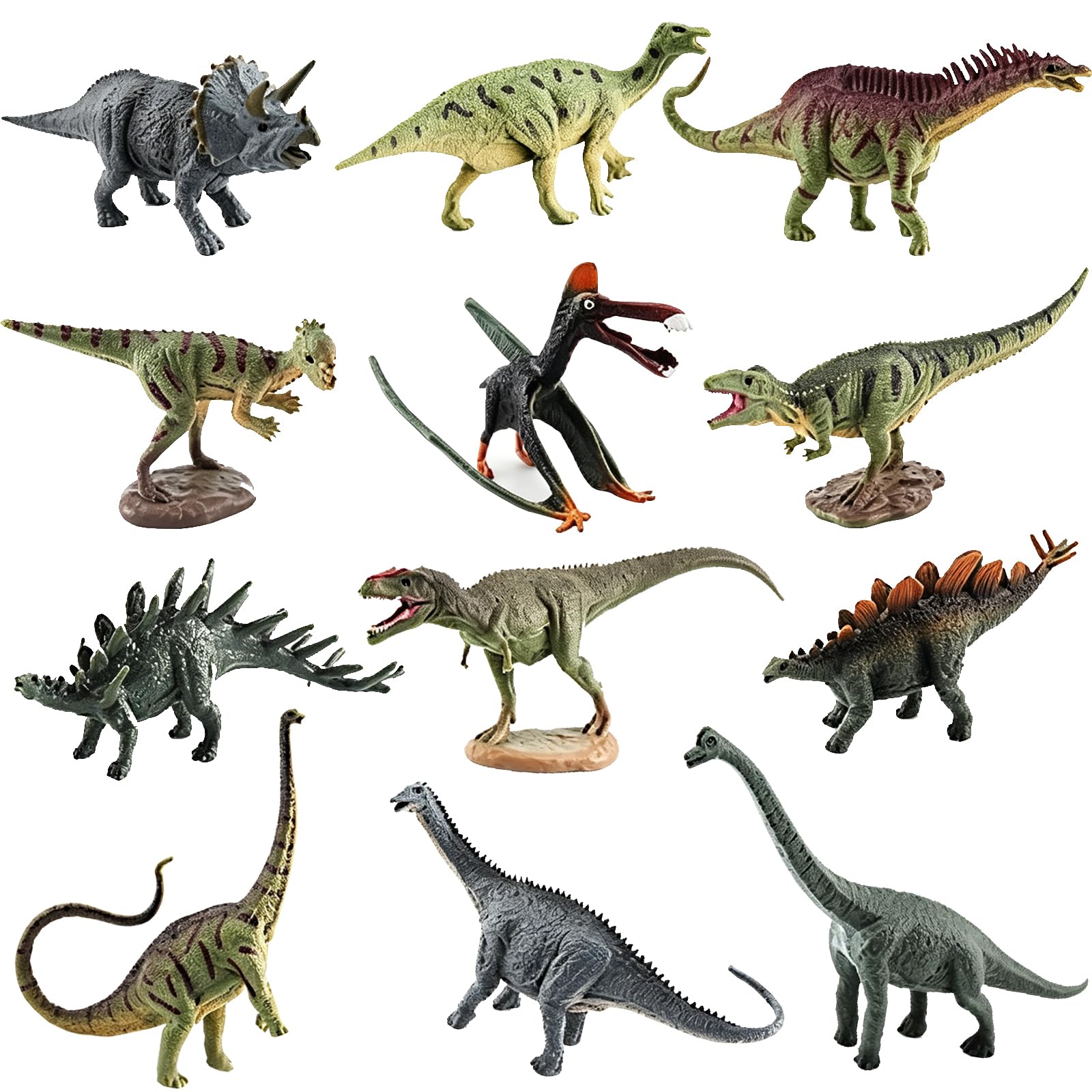 LUKIUP 12 sztuk figurki dinozaurów, zabawki z dinozaurów, małe dino, mini kolekcja figur dinozaurów dla fanów dinozaurów, prezent urodzinowy, do kolekcjonowania