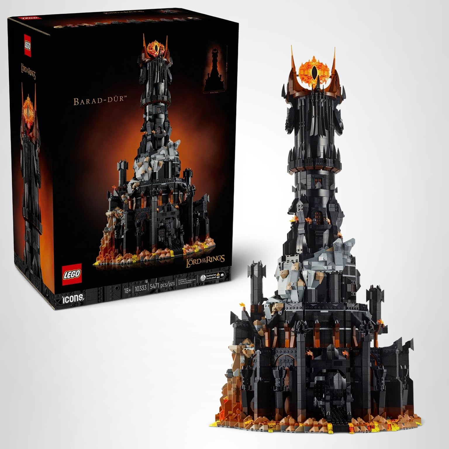 LEGO Icons The Lord of The Rings: Barad-dûr Building Set for Adults - The Lord of The Rings Collectible for Fans - Includes 10 Minifigures - Gift for Men and Women - 10333