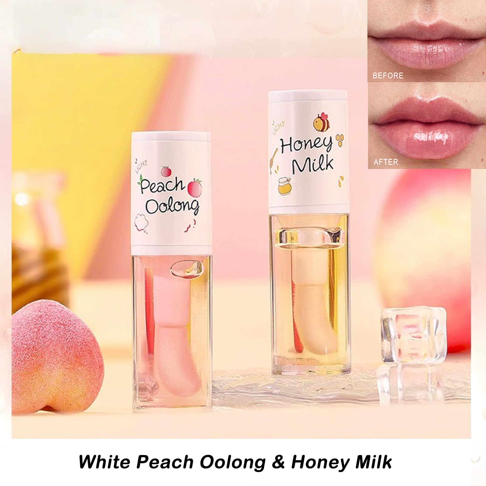 4PCS Tinted Hydrating Lip Oil Set,Clear Lip Gloss for Girls,Honey Lip Oil,Lip Gloss Flavoring Oil Long Lasting Nourishing (Clear Lip Oil - Image 3