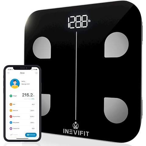 INEVIFIT Smart Body Fat Scale, BMI Highly Accurate Bluetooth Digital Bathroom Body Composition Analyzer. Measures Body Fa...