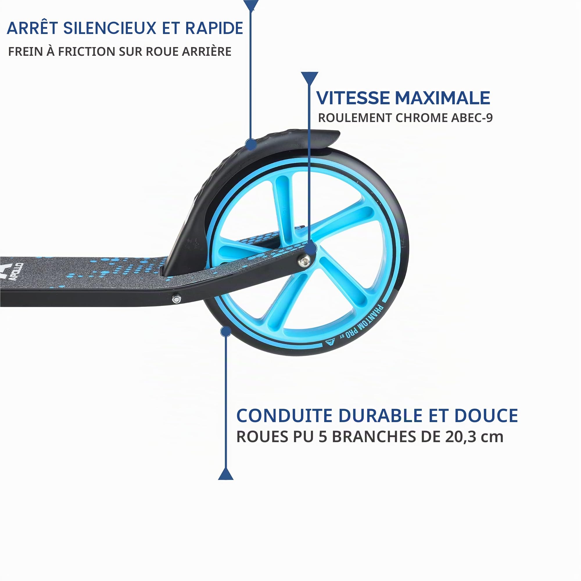 Apollo Trotinette aux Roues XXL - 200mm - Trotinette Freestyle de Ville Phantom Pro - City Scooter Pliable et à Hauteur Ajustable pour Adultes et Enfants