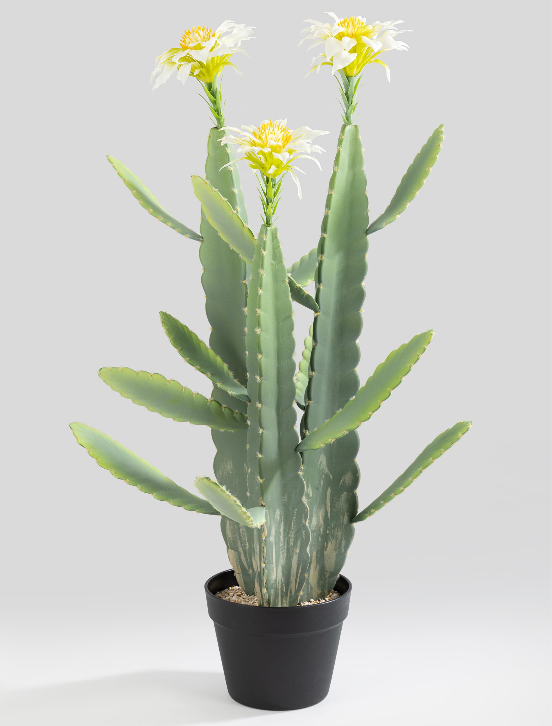 Sunprairie 33 inch Large Artificial Cactus with Lilly White Flowers