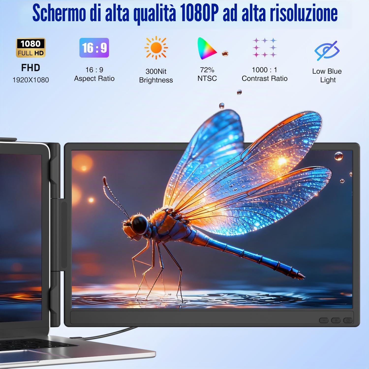 KEFEYA Monitor Portatile 14“ Doppio Schermo Pc Portatile IPS FHD 1080P, Schermo Portatile per Laptop da 13-17” con porta USB-C/HDMI, Plug and Play per Windows/Mac/Android/Switch/PS5