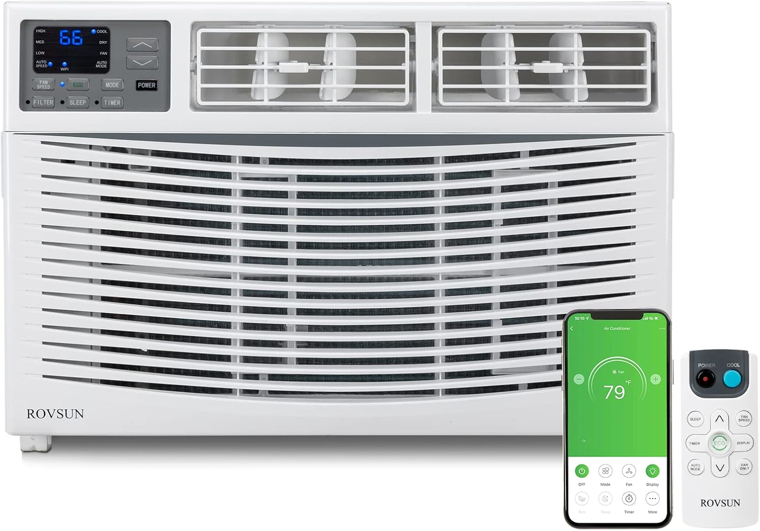 ROVSUN Smart 8000 BTU Window Air Conditioner, Energy Saving AC Unit with Remote & App Control & Timer Function Ideal for Rooms up to 350 Square Feet, 115V/60Hz, White
