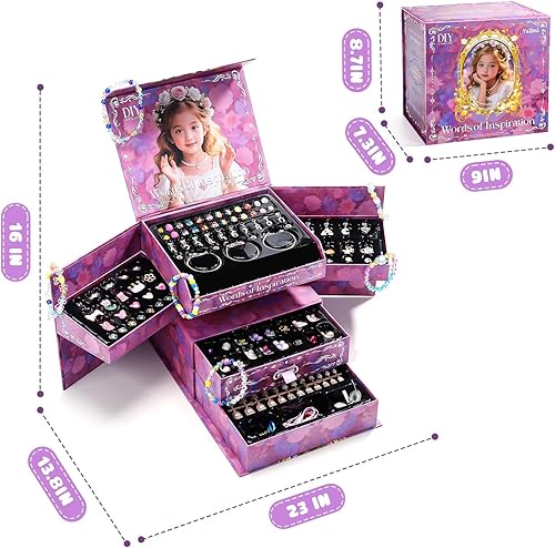 Miniatura 6 de HOLYFUN Kit de fabricación de pulseras con caja de cuentas, kit de suministros para hacer cuentas para niñas, juego de manualidades para niños,