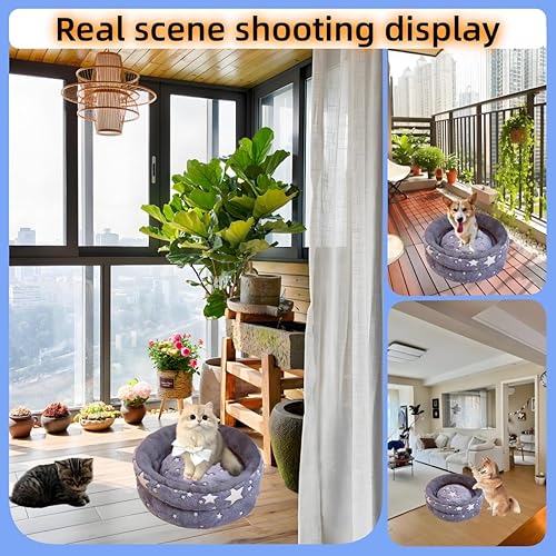 Miniatura 6 de Camas para perros, camas para gatos, para perros pequeños de interior y exterior, esponjosas, relajantes, redondas, para ansiedad, lavable, con